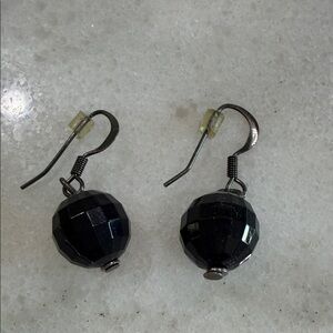 Faceted Black Bead Drop Earrings